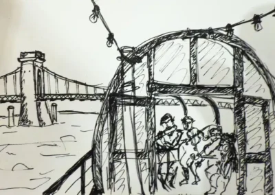 À Tournon, nous avons joué sur une péniche. Merci à Josepha pour le dessin !